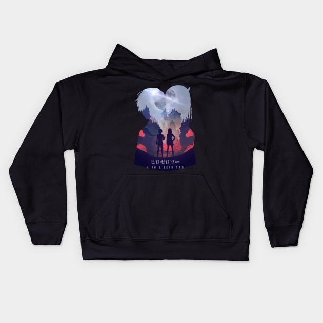 Hiro And Zero Two - Dark Illusion Kids Hoodie by The Artz